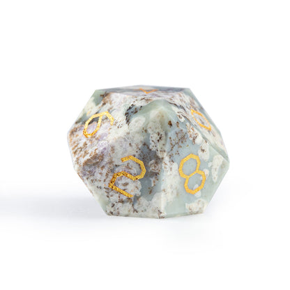 Ensemble de 7 dés en jade à facettes diamantées, motif fleur de prunier 
