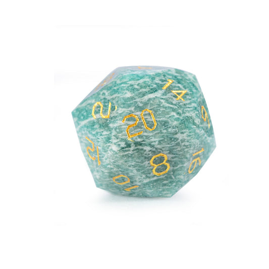 Jeu de 7 dés en amazonite russe taillée en diamant
