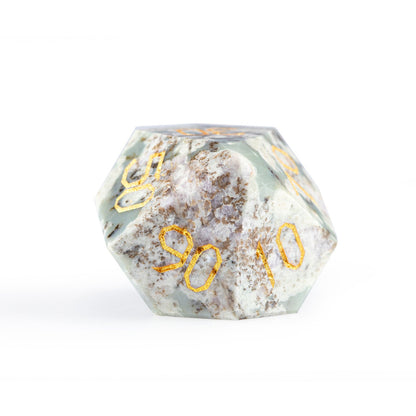 Ensemble de 7 dés en jade à facettes diamantées, motif fleur de prunier 