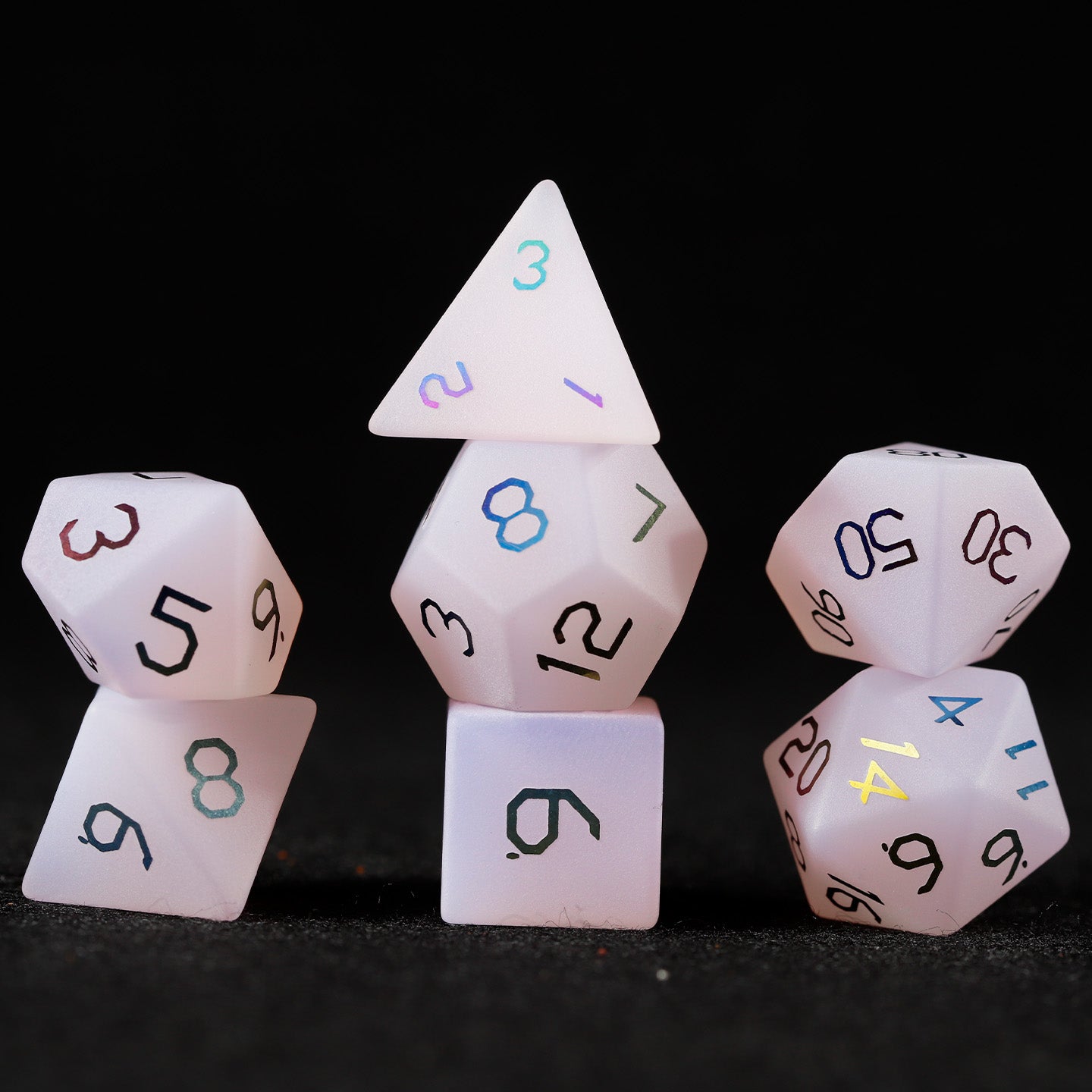 Ensemble de 7 dés polyédriques plaqués blanc Blush Spirit 