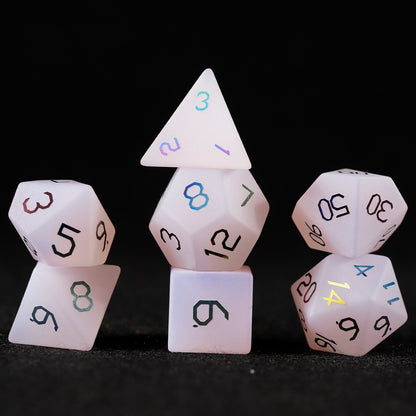 Ensemble de 7 dés polyédriques plaqués blanc Blush Spirit 