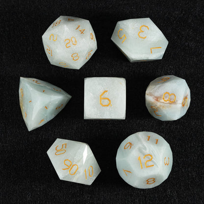 Ensemble de 7 dés en amazonite brésilienne taillée en diamant 