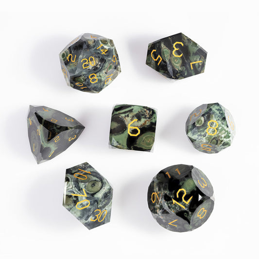 Jeu de 7 dés Birdstone à facettes diamantées 