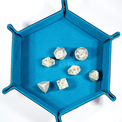 Ensemble de 7 dés en jade à facettes diamantées, motif fleur de prunier 