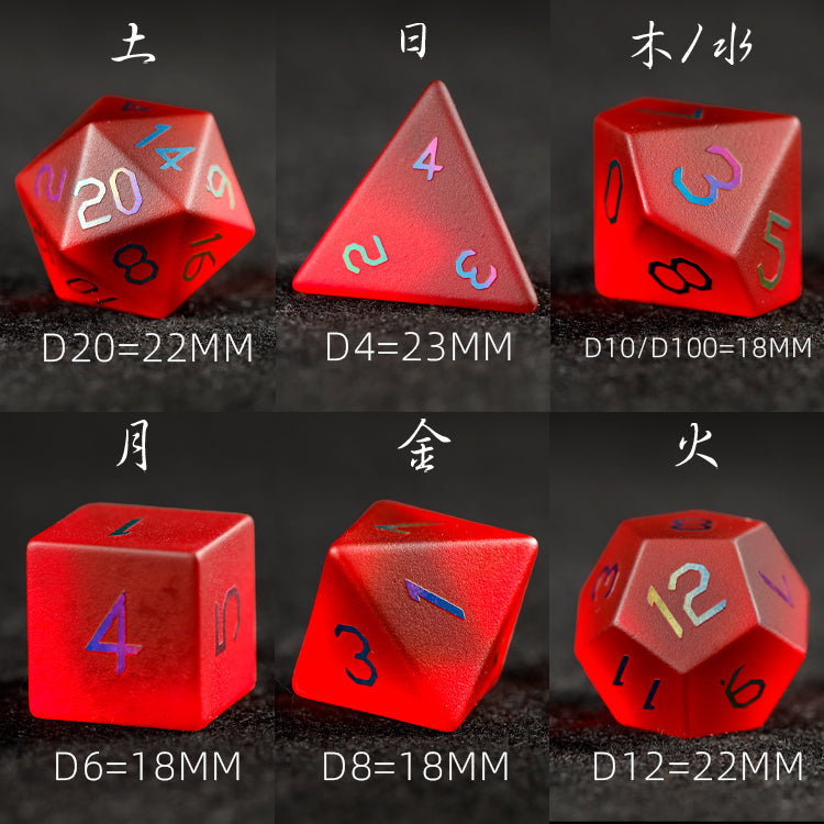 Crimson Red Plated Glass Polyhedral Dice Set | Red DND Dice