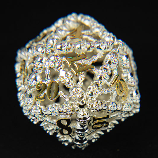 D&D Multi-faceted Single Hollowed Metal Dice (Silver）