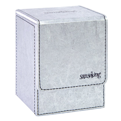 Boîte de rangement pour cartes Magic pouvant contenir plus de 100 cartes yvek® (Verticale, Argentée)