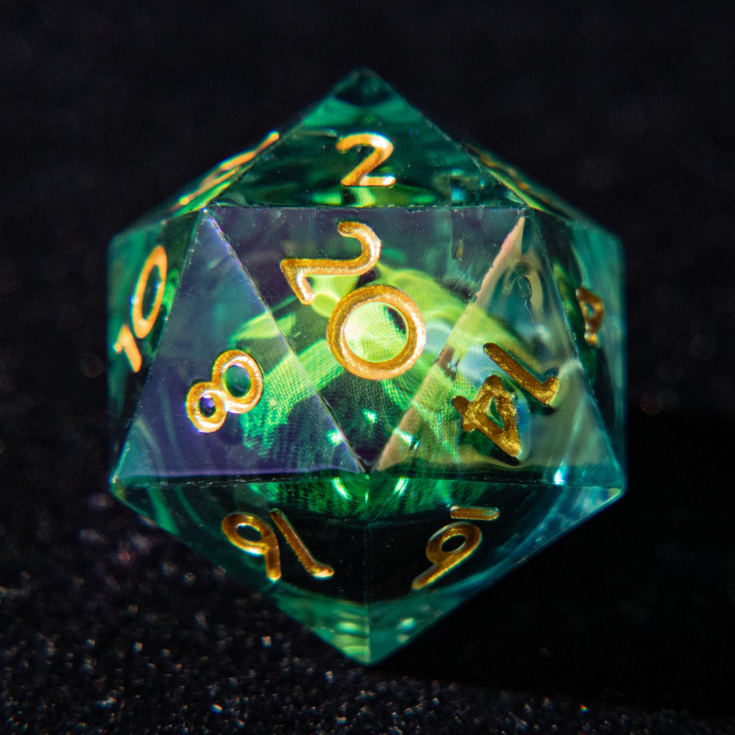 D&D Multi-faceted Resin Dice Set  (Green Dragon Eye）