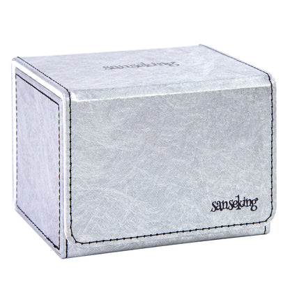 Boîte de rangement pour cartes Magic pouvant contenir plus de 100 cartes yvek® (horizontale, argentée)