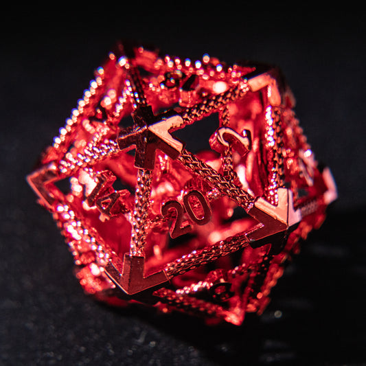 D&D Multi-faceted Single Hollowed Metal Dice  (Red）