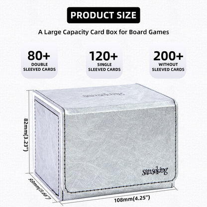 Boîte de rangement pour cartes Magic pouvant contenir plus de 100 cartes yvek® (horizontale, argentée)