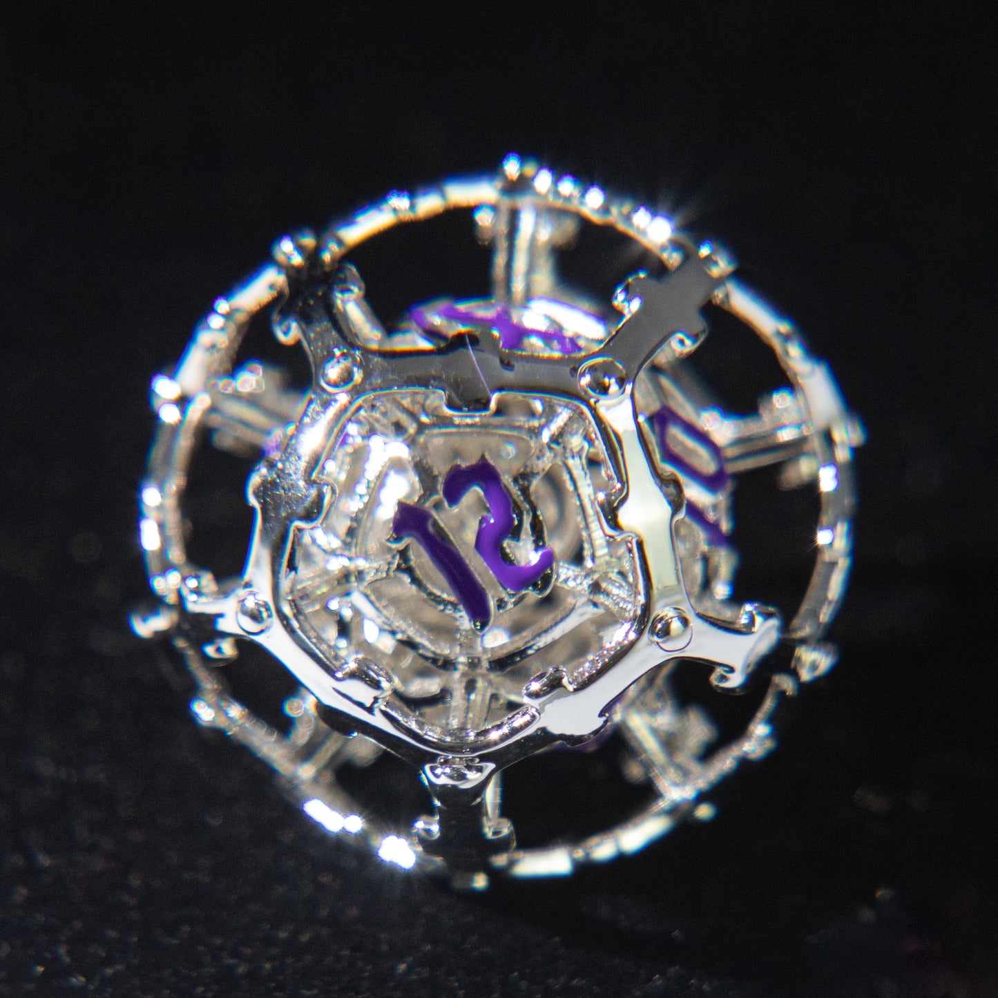 D&D Hollowed Metal Dice Set Cthulhu (Purple and Sliver）