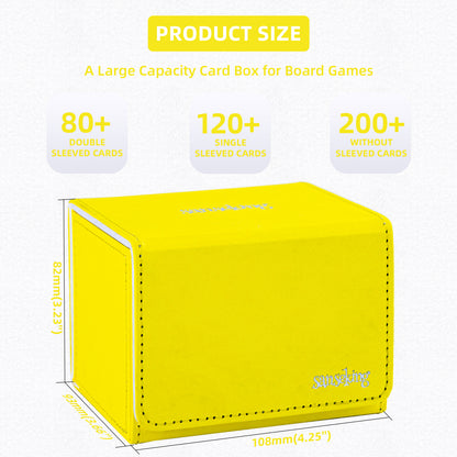 Boîte de rangement pour cartes Magic pouvant contenir plus de 100 cartes yvek® (horizontale, jaune)