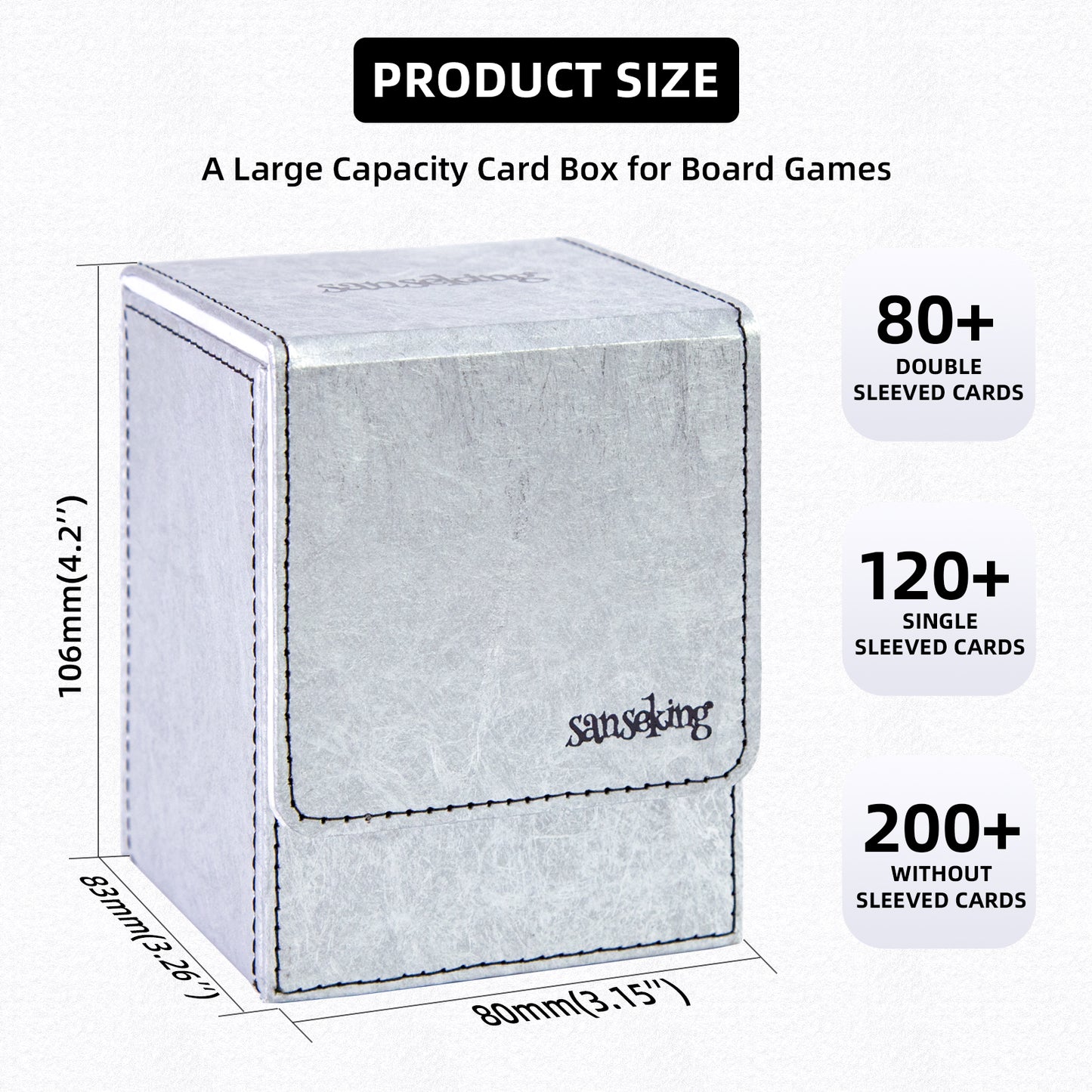 Magic Deck Box Fits 100+ yvek® (Vertical,Silver)