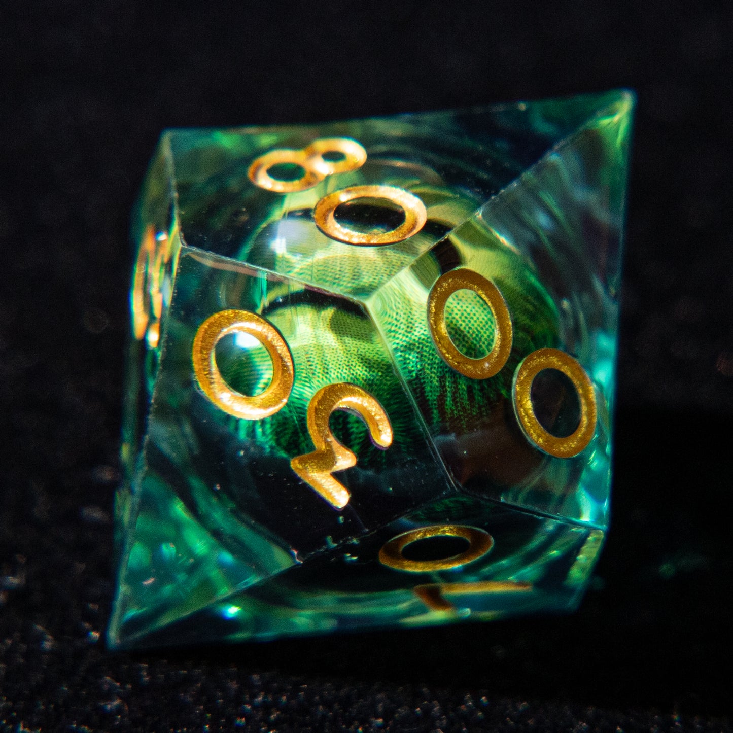 D&D Multi-faceted Resin Dice Set  (Green Dragon Eye）