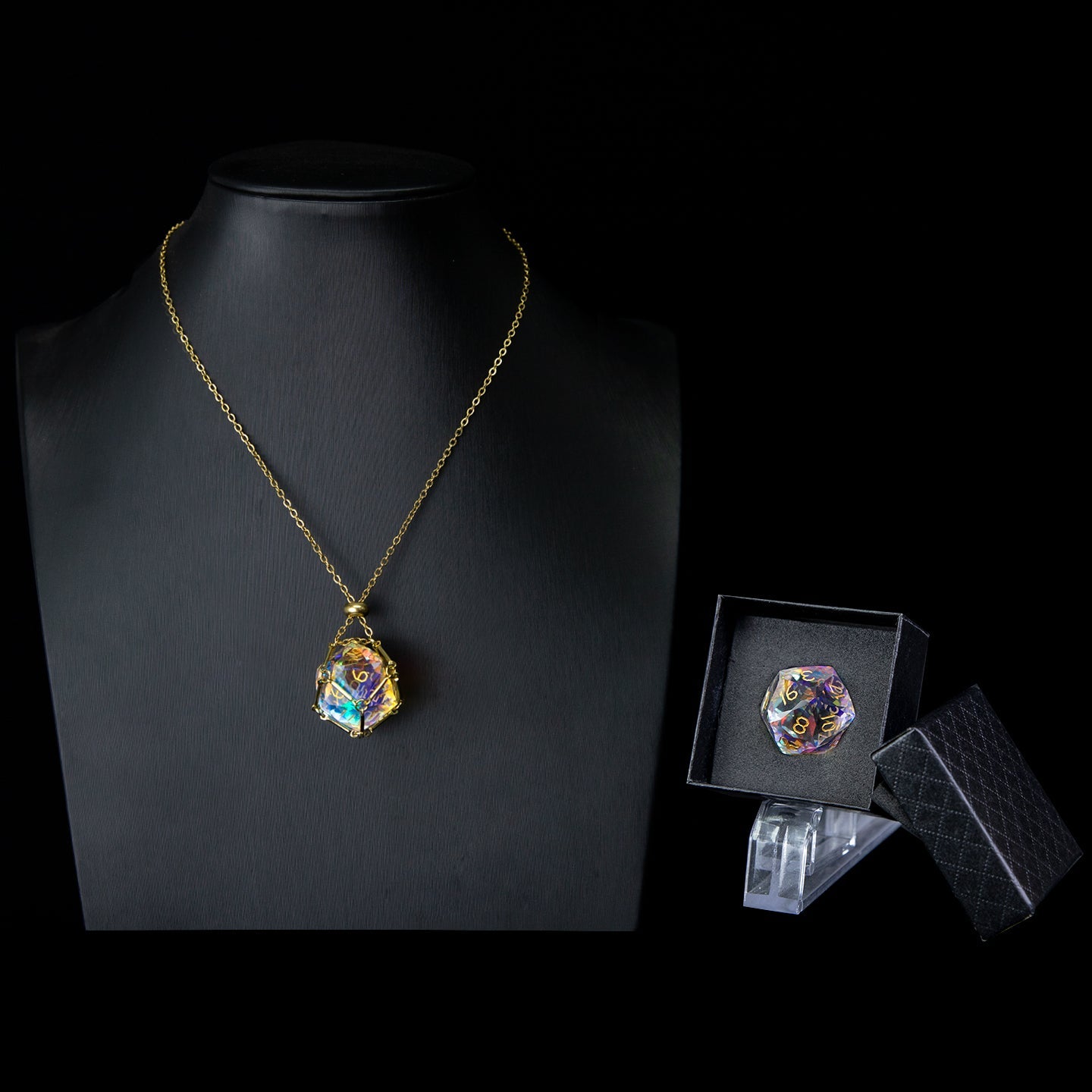 虹色クリスタルダイヤモンドカット7ピースダイスセット