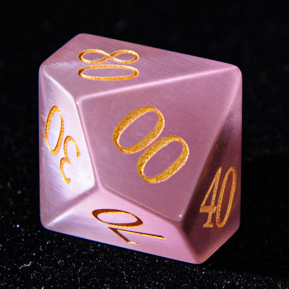 D&D Multi-faceted Gemstone Engraved Dice Set (Pink)