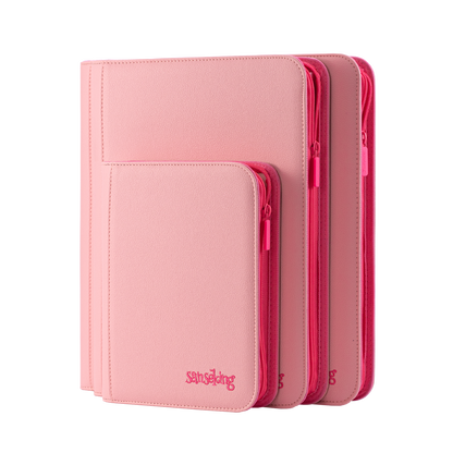 red card binder 4/9/12-Pocket PU Card Binder – Pink