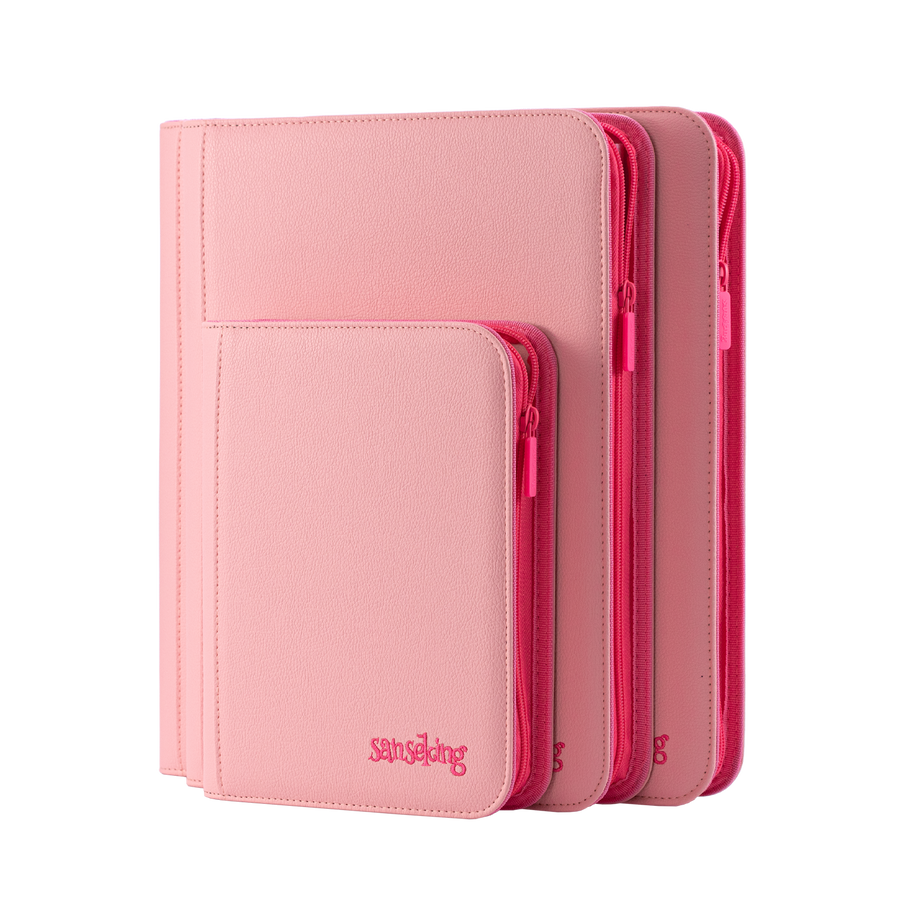 Pink Plaid 4/9/12-Pocket PU Binder – product view 1