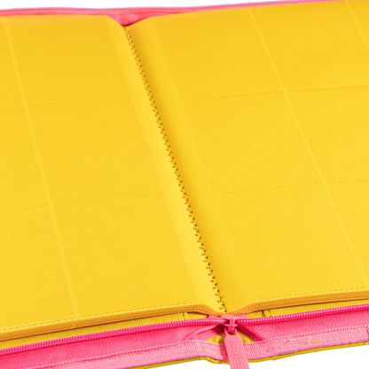 Classeur Coral Binder Series en cuir PU avec fermeture éclair, 9 poches, jaune corail