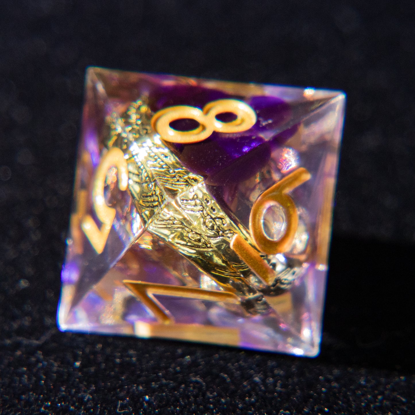 D&D Multi-faceted Resin Dice Set (Purple and Gold）