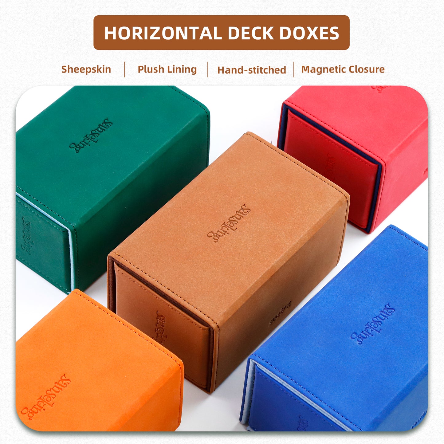 Sanseking TCG Commander Deck Box for MTG Commander Deck Box with Dice Tray Lamb Leather Tcg Deck Box Magic Commander Deck Box for MTG TCG CCG (Drown）