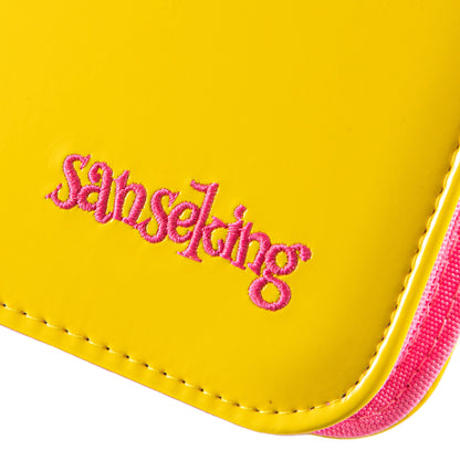 Classeur Coral Binder Series en cuir PU avec fermeture éclair, 9 poches, jaune corail