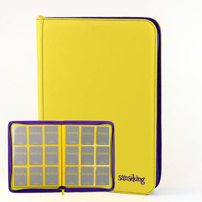 Classeur à cartes 9 pochettes en PU jaune 