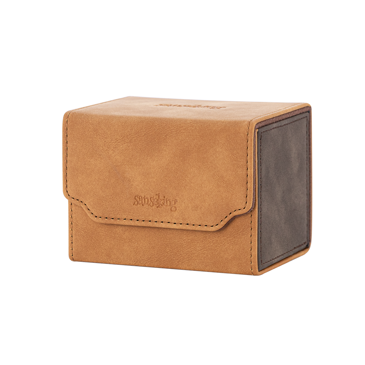 Horizontal Color-Block Pu Deck Box Brown with 1 Divider