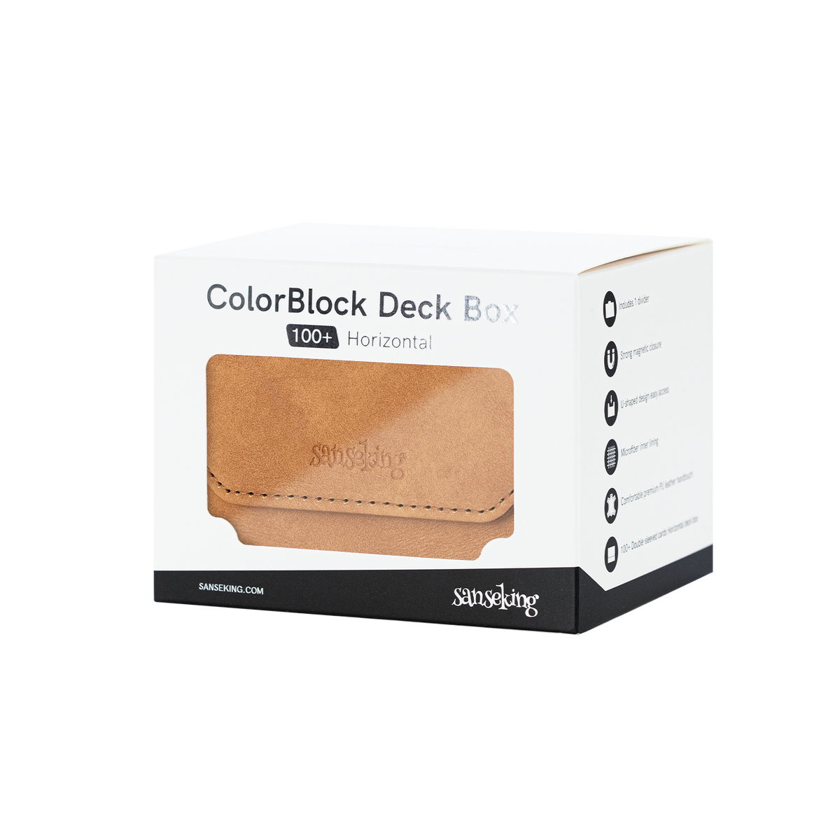 Horizontal Color-Block Pu Deck Box Brown with 1 Divider