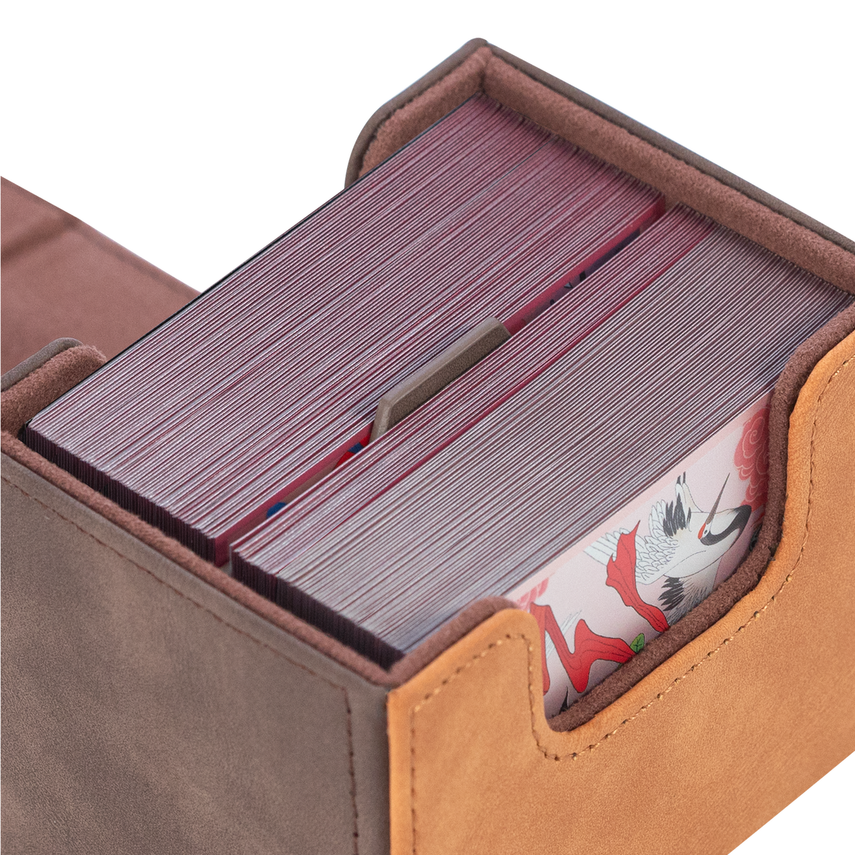 Horizontal Color-Block Pu Deck Box Brown with 1 Divider