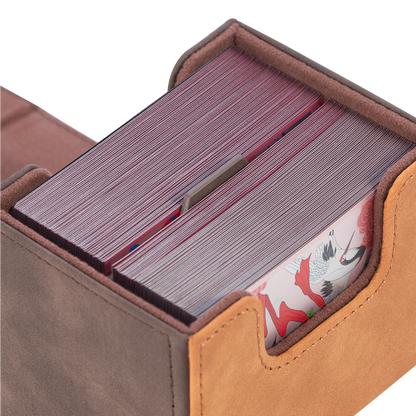 Horizontal Color-Block Pu Deck Box Brown with 1 Divider