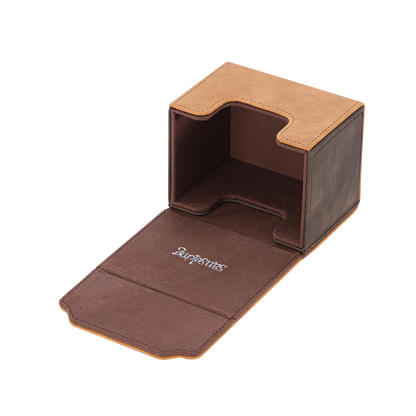 Horizontal Color-Block Pu Deck Box Brown with 1 Divider