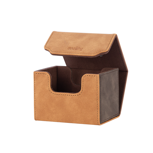 Horizontal Color-Block Pu Deck Box Brown with 1 Divider