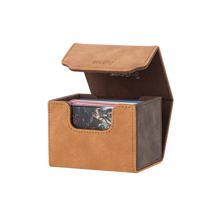 Horizontal Color-Block Pu Deck Box Brown with 1 Divider