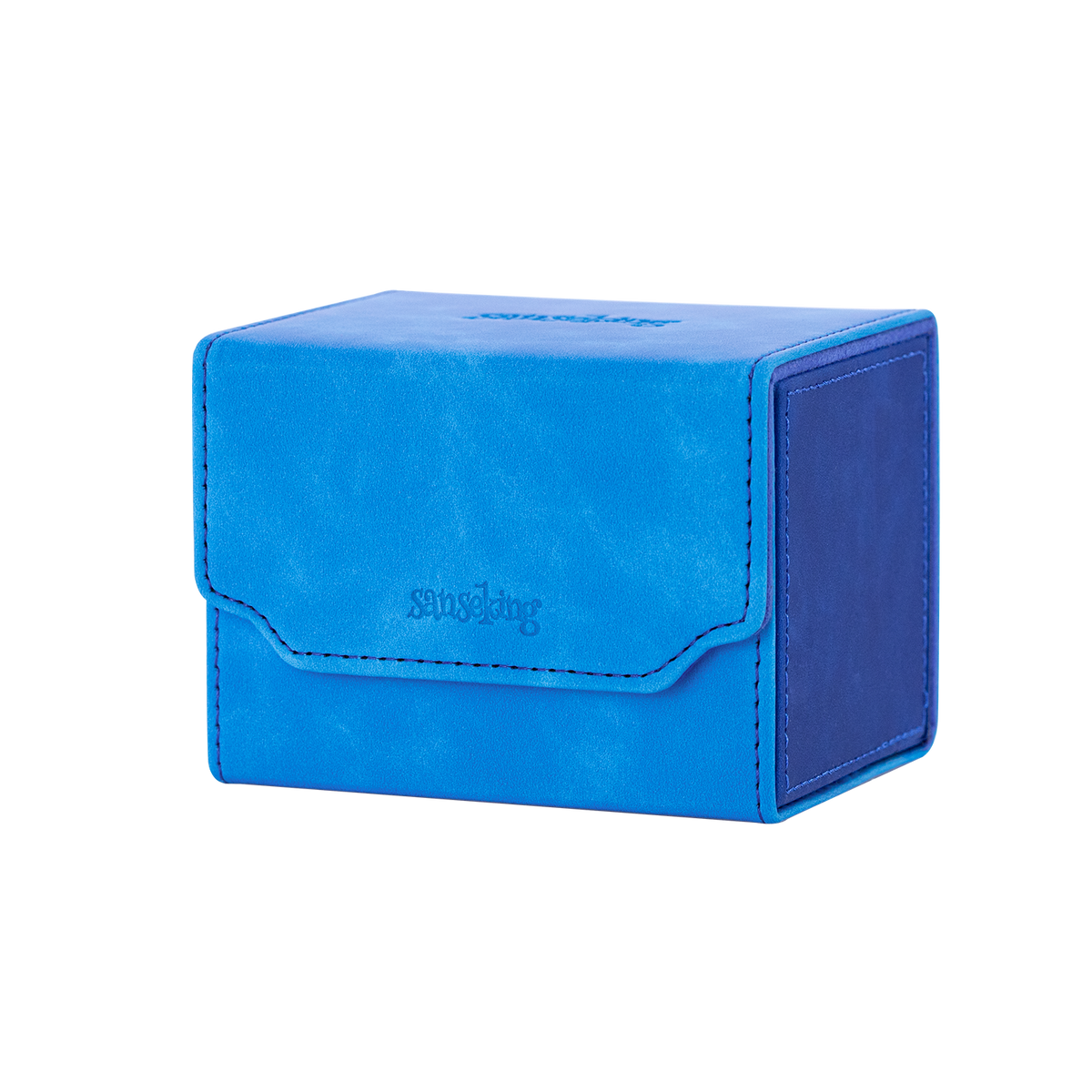 Horizontal Color-Block Pu Deck Box Dark Blue with 1 Divider