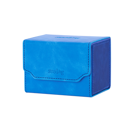 Horizontal Color-Block Pu Deck Box Dark Blue with 1 Divider