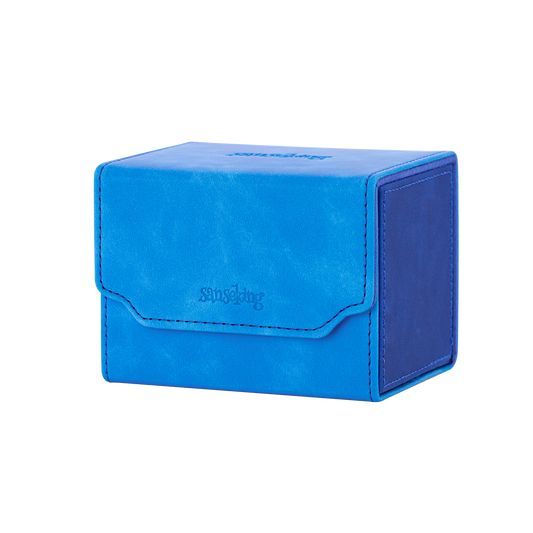 Horizontal Color-Block Pu Deck Box Dark Blue with 1 Divider