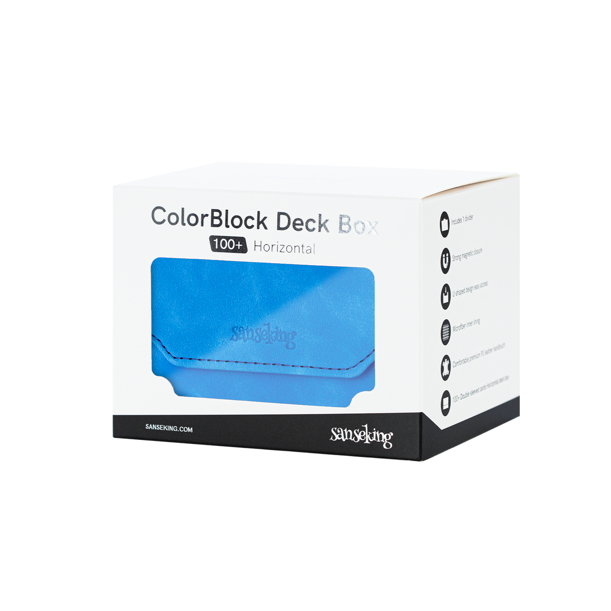 Horizontal Color-Block Pu Deck Box Dark Blue with 1 Divider