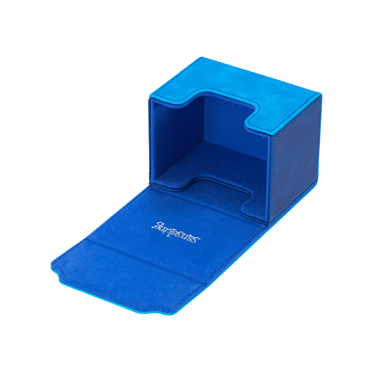Horizontal Color-Block Pu Deck Box Dark Blue with 1 Divider