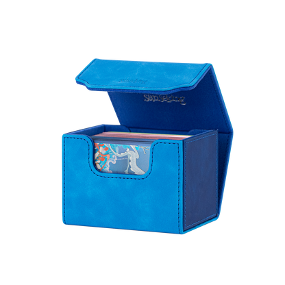 Horizontal Color-Block Pu Deck Box Dark Blue with 1 Divider