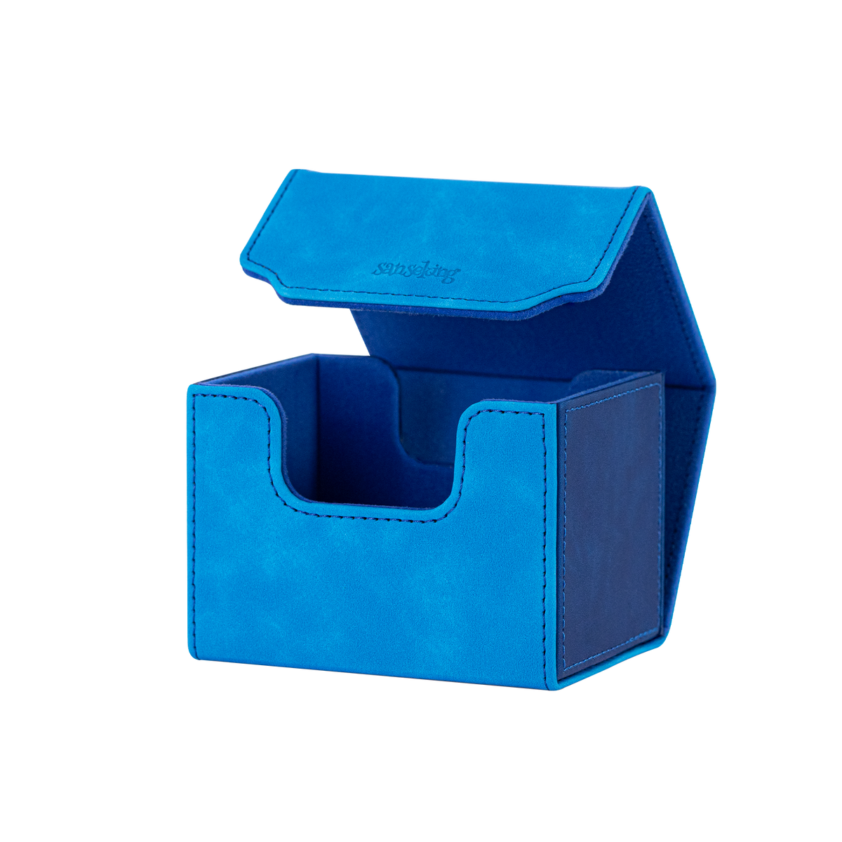 Horizontal Color-Block Pu Deck Box Dark Blue with 1 Divider