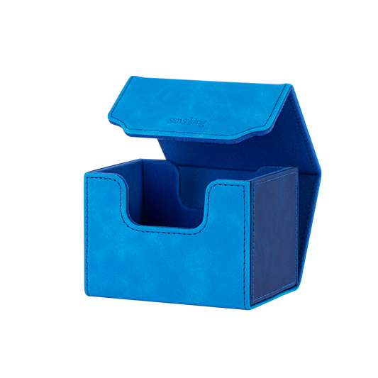 Horizontal Color-Block Pu Deck Box Dark Blue with 1 Divider