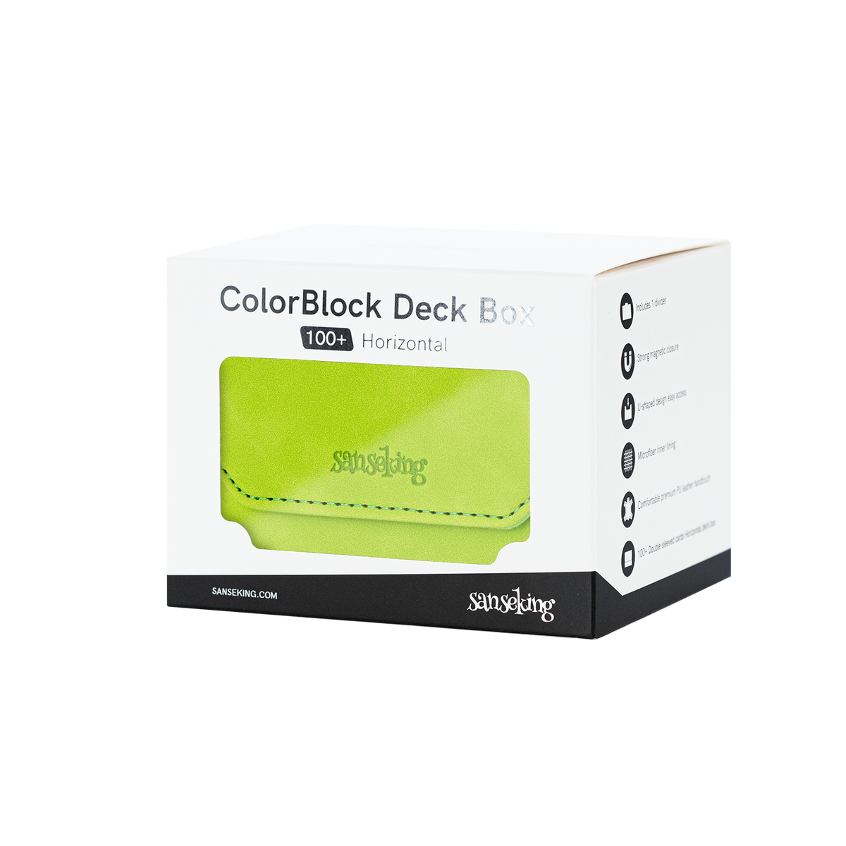 Horizontal Color-Block Pu Deck Box Green with 1 Divider