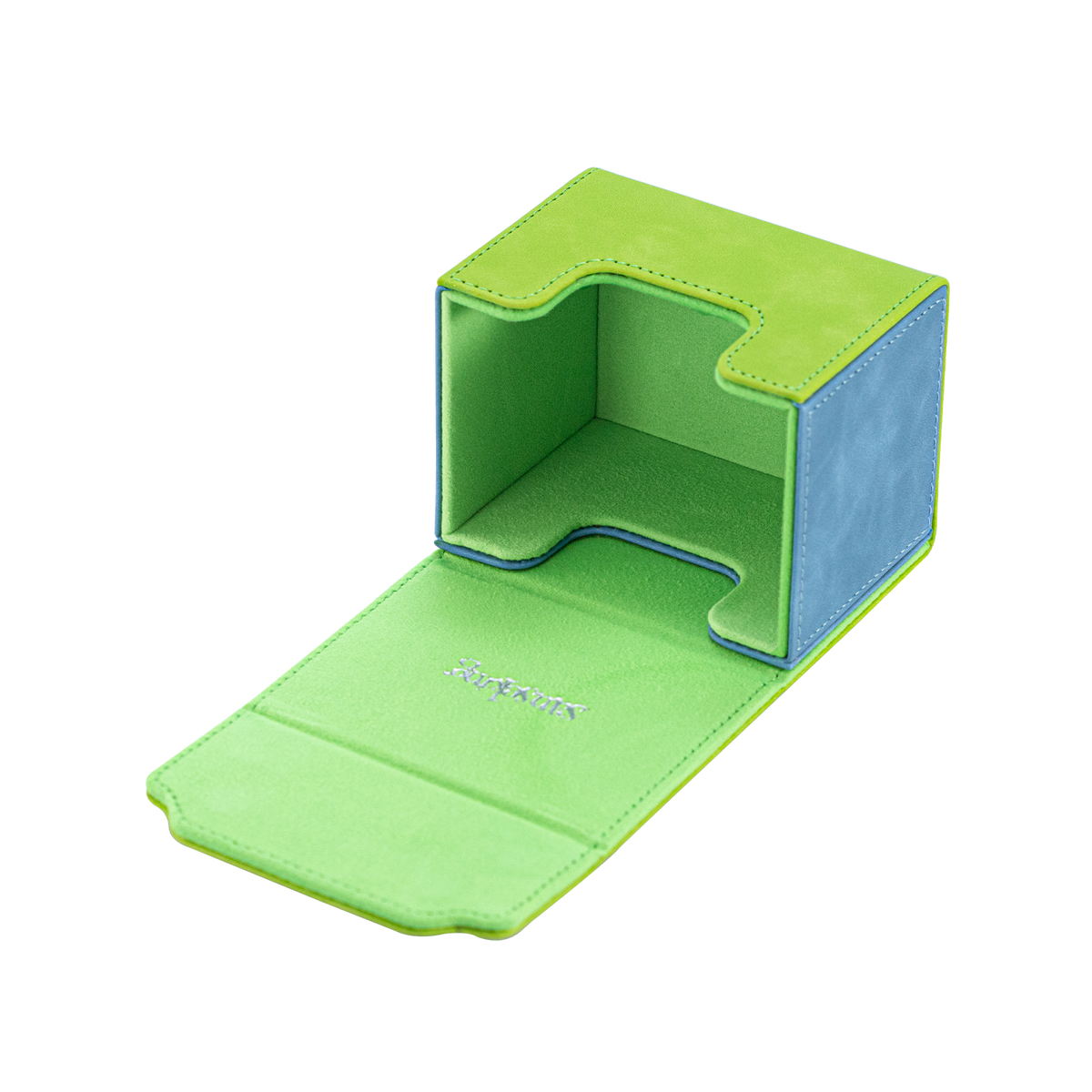 Horizontal Color-Block Pu Deck Box Green with 1 Divider