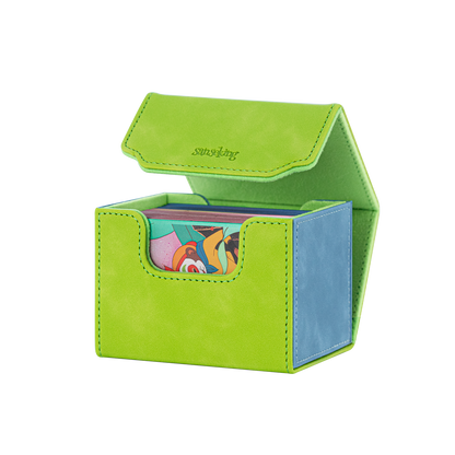 Horizontal Color-Block Pu Deck Box Green with 1 Divider