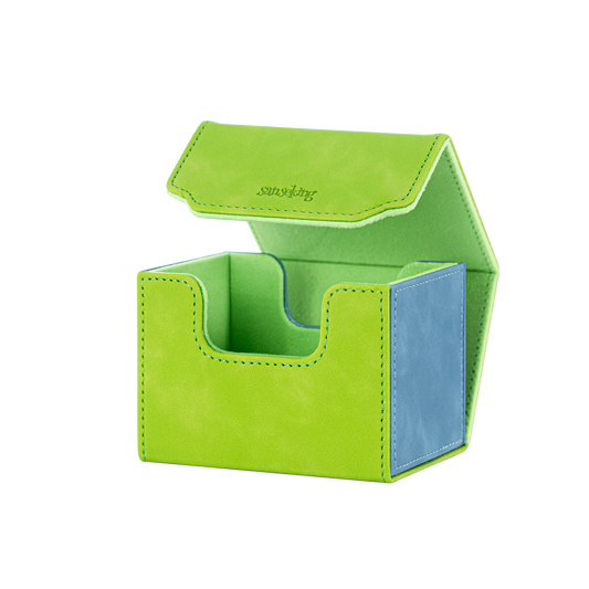 Horizontal Color-Block Pu Deck Box Green with 1 Divider
