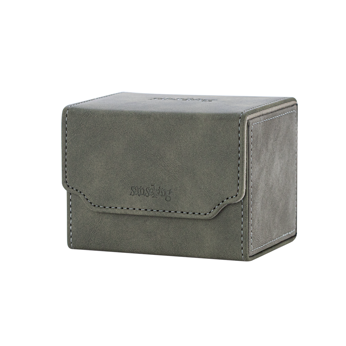 Horizontal Color-Block Pu Deck Box Greyish-green with 1 Divider