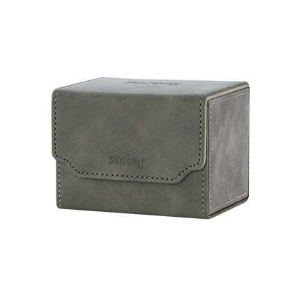 Horizontal Color-Block Pu Deck Box Greyish-green with 1 Divider