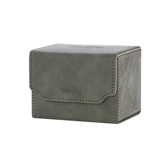 Horizontal Color-Block Pu Deck Box Greyish-green with 1 Divider